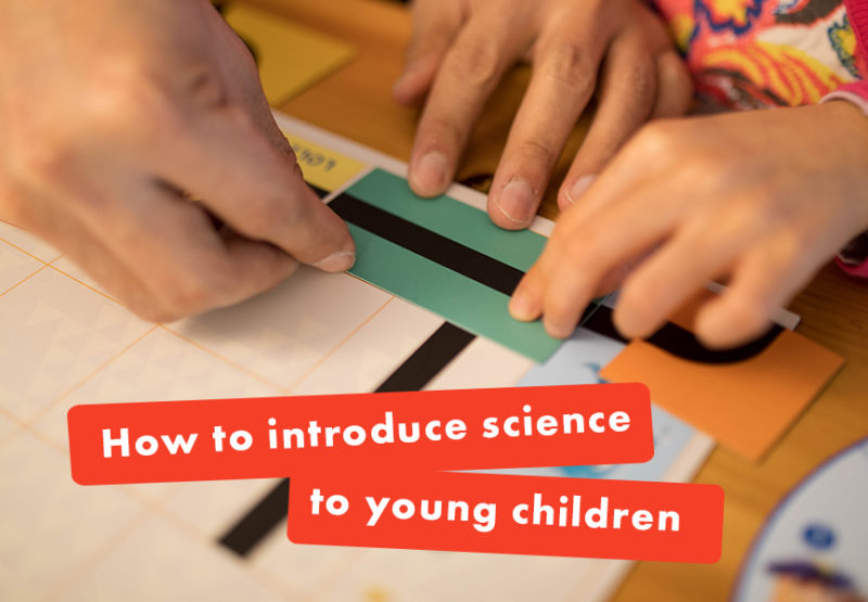 children playing science themed game