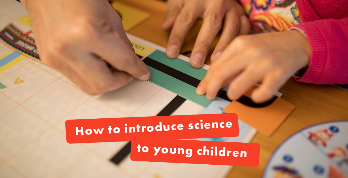 children playing science themed game